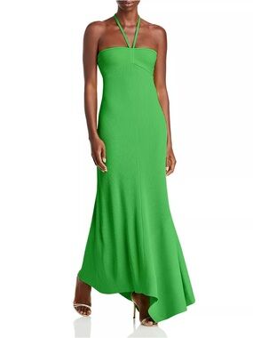 A.L.C. Bright Green Halter Ribbed Maxi Dress. Size Large.